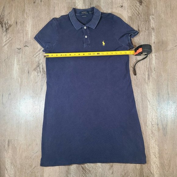 Polo Ralph Lauren Womens The Mesh Mini Dress Navy Blue Large Short Sleeve Cotton - Picture 3 of 6